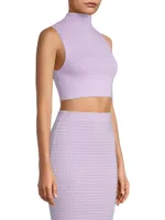 Laser-Dot Mock Turtleneck Crop Top