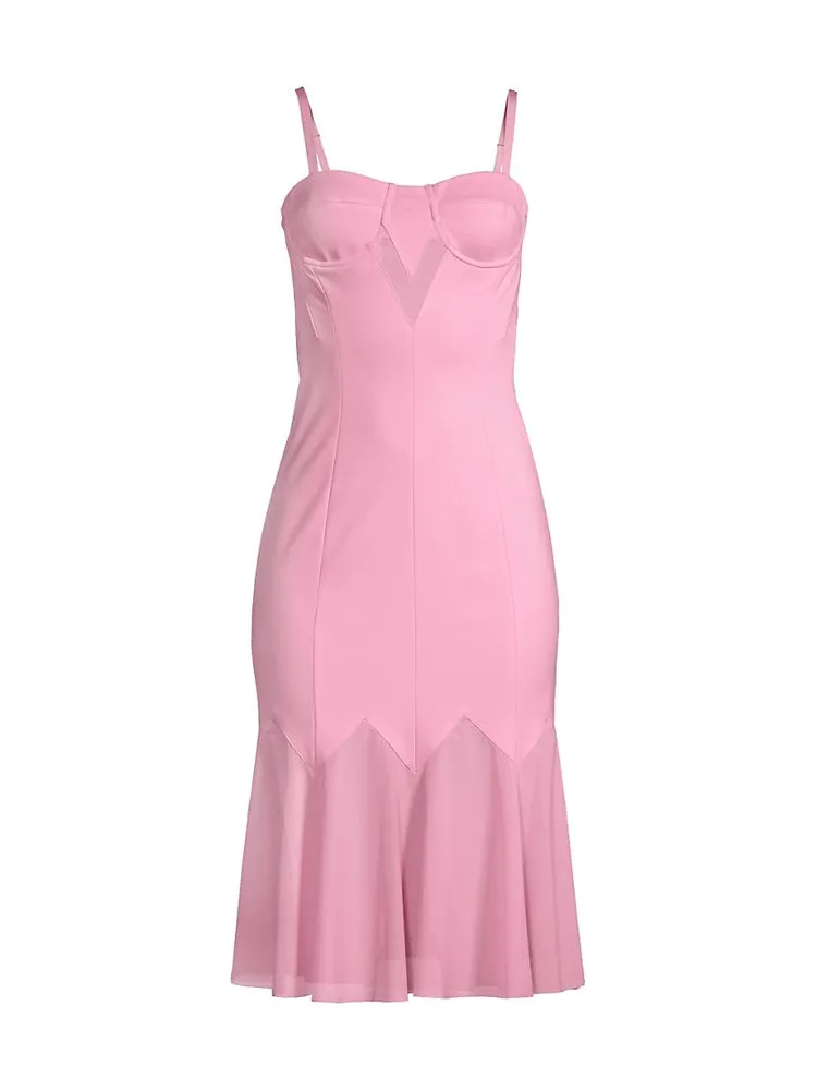 Chiffon-Paneled Bustier Midi-Dress