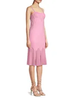 Chiffon-Paneled Bustier Midi-Dress