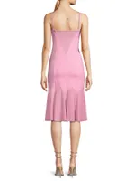 Chiffon-Paneled Bustier Midi-Dress