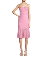 Chiffon-Paneled Bustier Midi-Dress