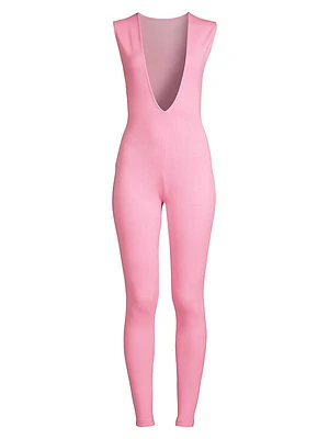 Plunging V-Neck Stretch Jumpsuit