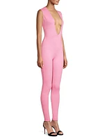 Plunging V-Neck Stretch Jumpsuit