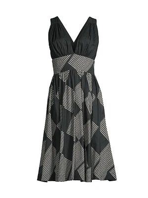 Diamond-Print Halter Dress