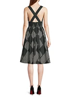 Diamond-Print Halter Dress