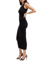 Ruched One-Shoulder Midi-Dress