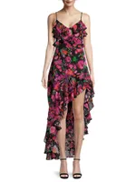 Mika Asymmetrical Ruffled Floral Dress