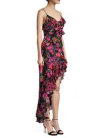 Mika Asymmetrical Ruffled Floral Dress