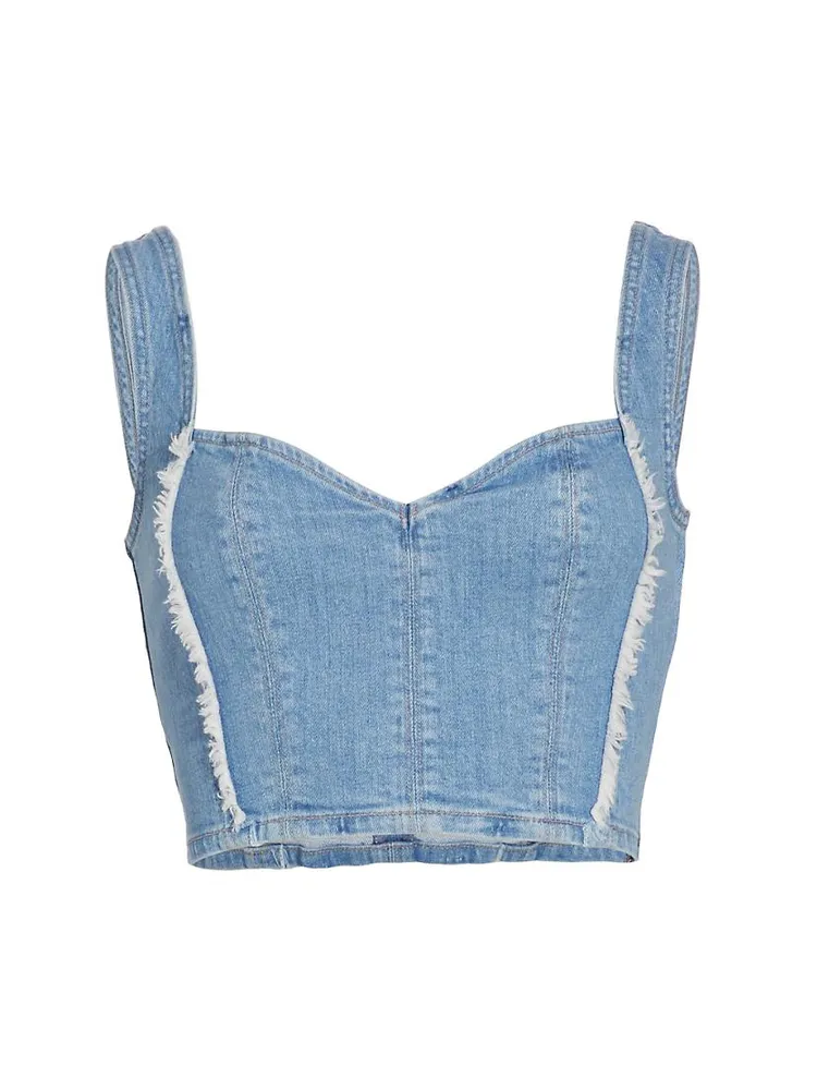 Mila Stretch Denim Crop Corset Top