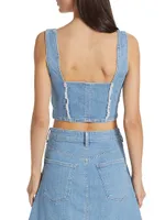 Mila Stretch Denim Crop Corset Top