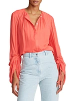 Kasia Crinkled Button-Up Blouse