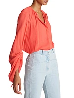 Kasia Crinkled Button-Up Blouse