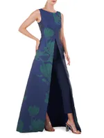 Lorena Magnolia-Jacquard Walk-Thru Jumpsuit