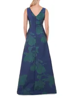 Lorena Magnolia-Jacquard Walk-Thru Jumpsuit