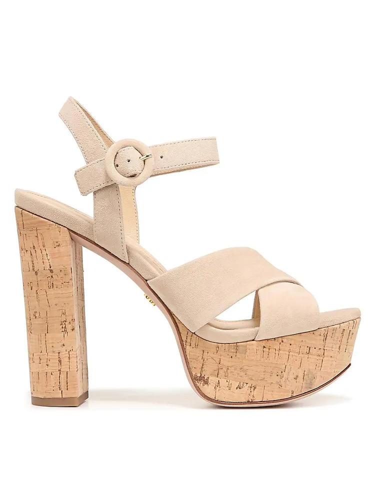 Lucille Cork Suede Platform Sandals