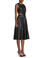 Brit Faux-Leather Cut-Out Midi-Dress