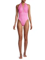 Ruched Halter Neck One-Piece Swimsuit