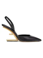 Fendi First 65MM Leather Slingback Pumps