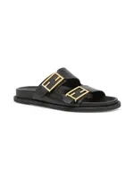 Fendi Feel Buckle Leather Slides