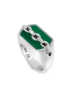 Inline Razer Sterling Silver & Malachite Signet Ring