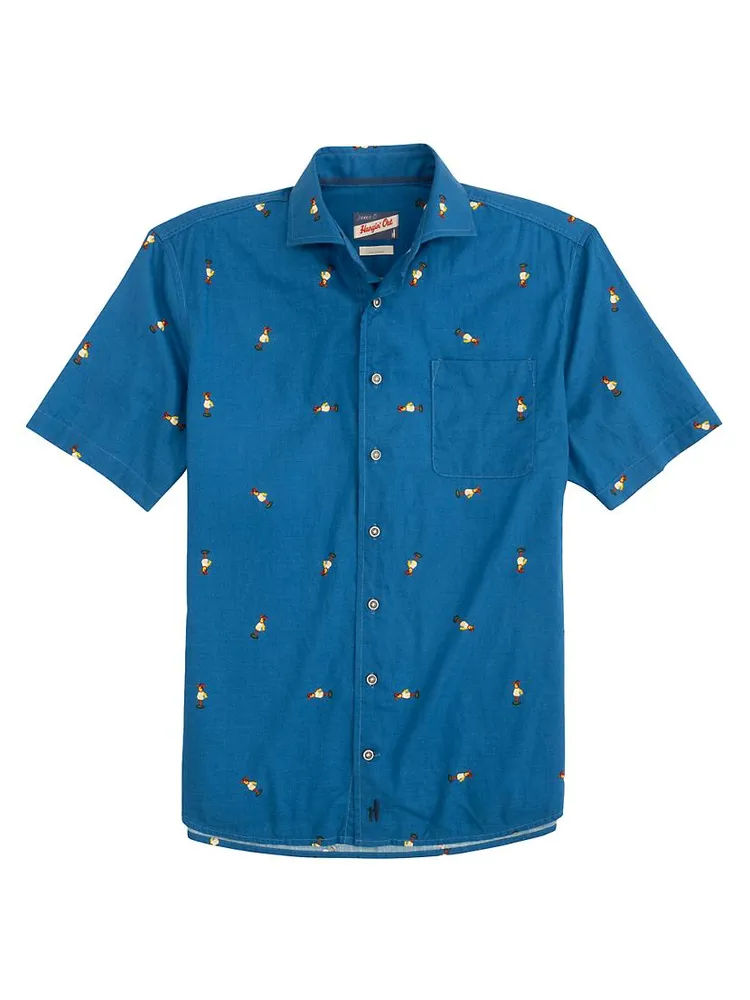 Chappy Hula Embroidered Cotton-Blend Shirt