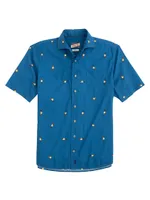 Chappy Hula Embroidered Cotton-Blend Shirt