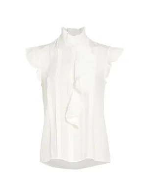 The Chloe Silk Pleated Ruffled Blouse