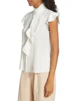 The Chloe Silk Pleated Ruffled Blouse