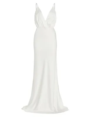 Vick V-Neck Satin Gown