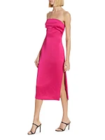 Lisa Strapless Satin Midi-Dress