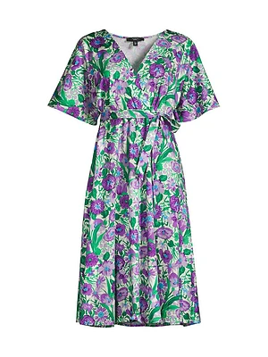 Dizzy Floral Wrap Midi-Dress