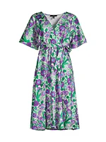 Dizzy Floral Wrap Midi-Dress