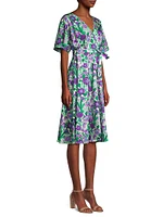 Dizzy Floral Wrap Midi-Dress