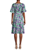 Dizzy Floral Wrap Midi-Dress