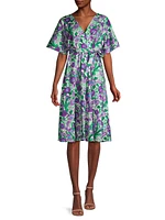 Dizzy Floral Wrap Midi-Dress