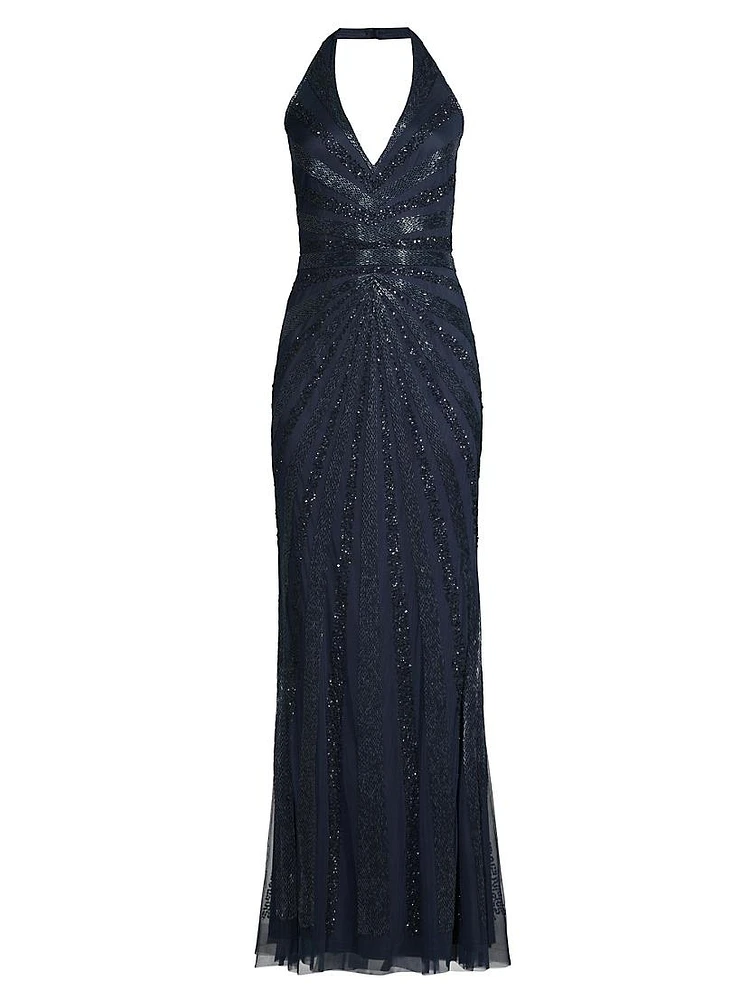 Beaded Halterneck Gown