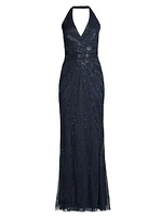 Beaded Halterneck Gown