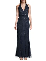 Beaded Halterneck Gown