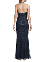 Beaded Halterneck Gown