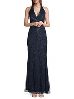 Beaded Halterneck Gown