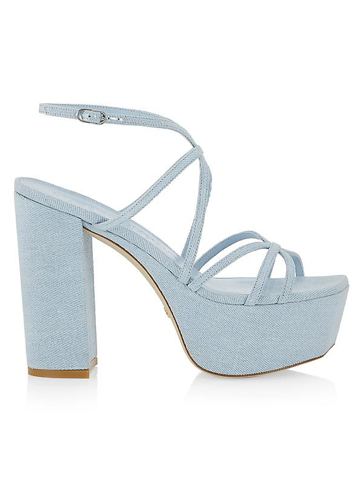 140MM Denim Strappy Platform Sandals