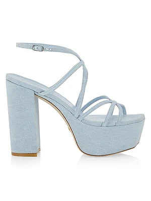 140MM Denim Strappy Platform Sandals