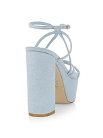 140MM Denim Strappy Platform Sandals