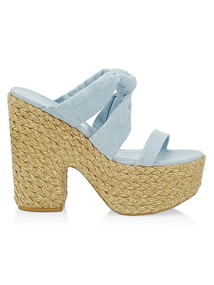 Vintage Denim Knotted Espadrille Sandals