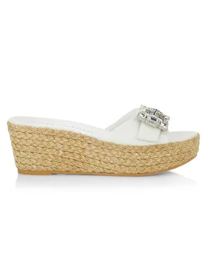 Saint Tropez Crystal-Buckle Wedge Sandals