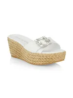 Saint Tropez Crystal-Buckle Wedge Sandals