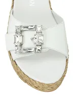 Saint Tropez Crystal-Buckle Wedge Sandals