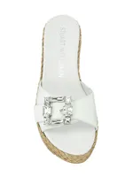 Saint Tropez Crystal-Buckle Wedge Sandals