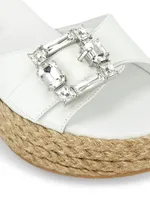 Saint Tropez Crystal-Buckle Wedge Sandals