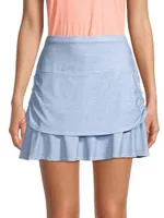 Chambray Drawstring Layered Skort